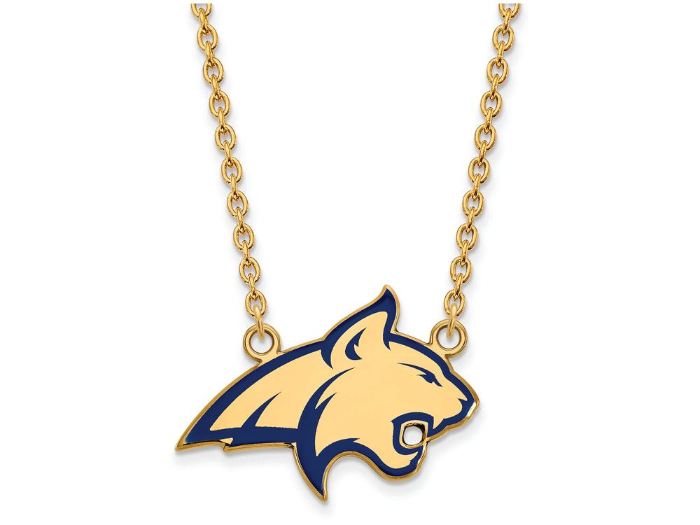 Logoart Sterling Silver Gp Montana State U Large  Enamel Pendant Necklace