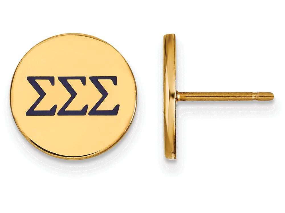Logoart Sterling Silver Gp Sigma Sigma Sigma Enameled Post Earrings
