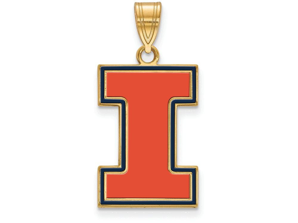 Logoart Sterling Silver Gp University Of Illinois Large Enamel Pendant
