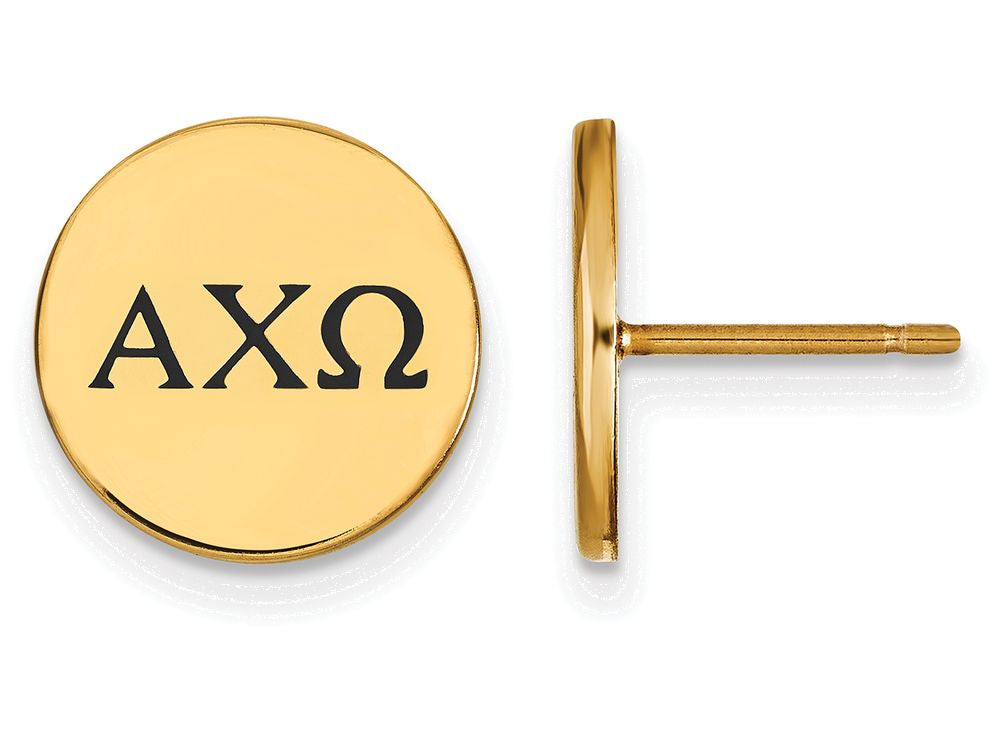 Logoart Sterling Silver Gp Alpha Chi Omega Enameled Post Earrings