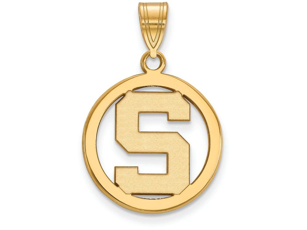 Logoart Sterling Silver Gp Michigan State University Small Pendant In Circle