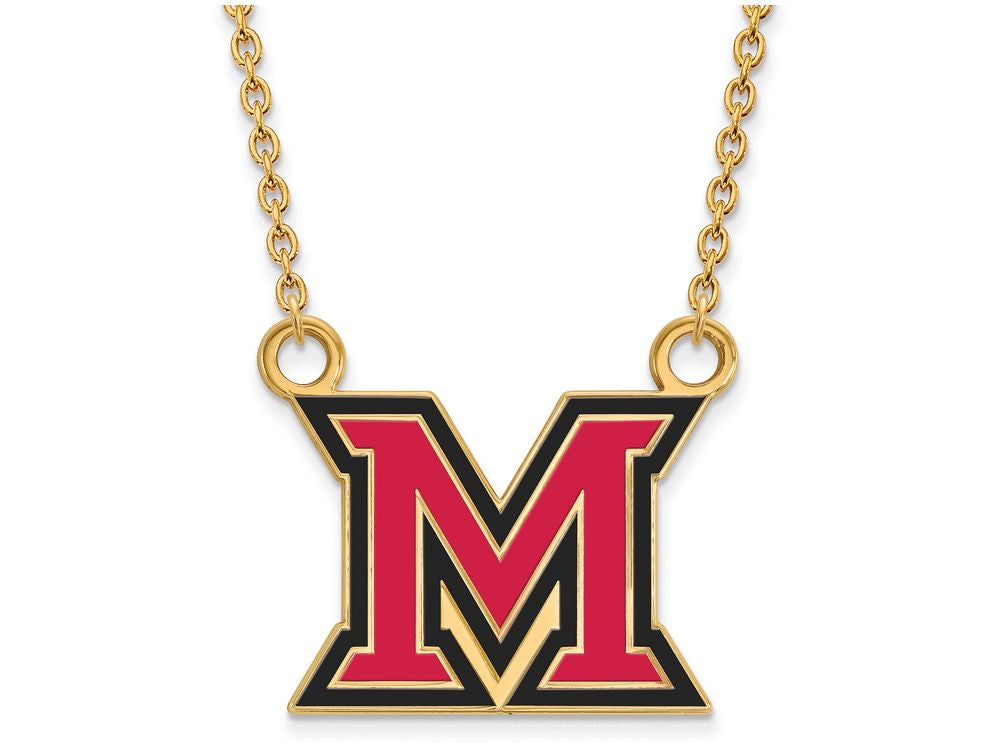 Logoart Sterling Silver Gp Miami U Large Enamel Pendant Necklace