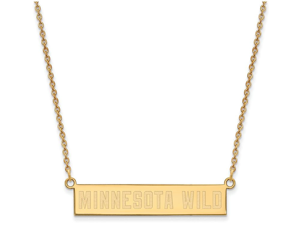 Logoart Sterling Silver Gp Minnesota Wild Small Bar Necklace
