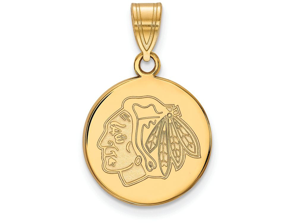 Sterling Silver Gp Nhl Logoart Chicago Blackhawks Medium Disc Pendant