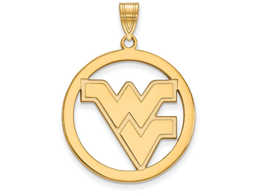 Logoart Sterling Silver Gp West Virginia University Extra Large  Pendant In Circle