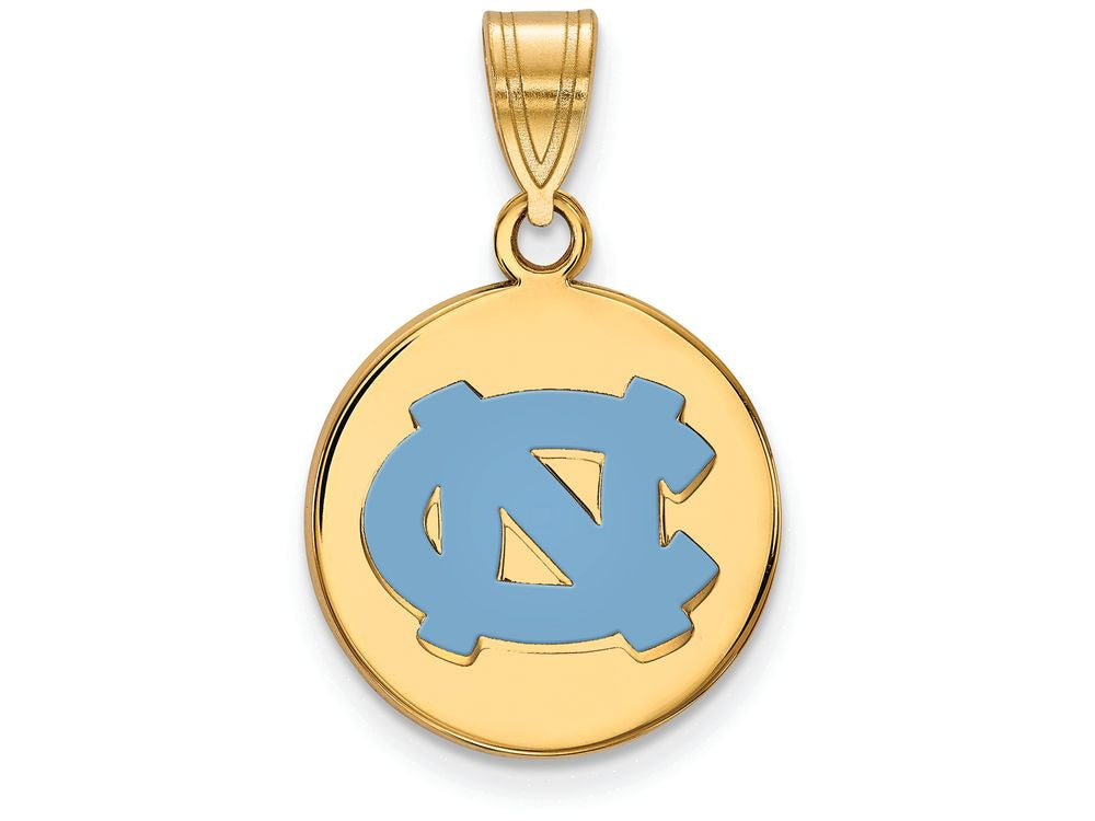 Logoart Sterling Silver Gp U Of North Carolina Medium Enamel Disc Pendant