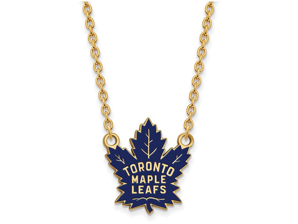Sterling Silver Gp Nhl Logoart Toronto Maple Leafs Large  Enamel Pendant Necklace