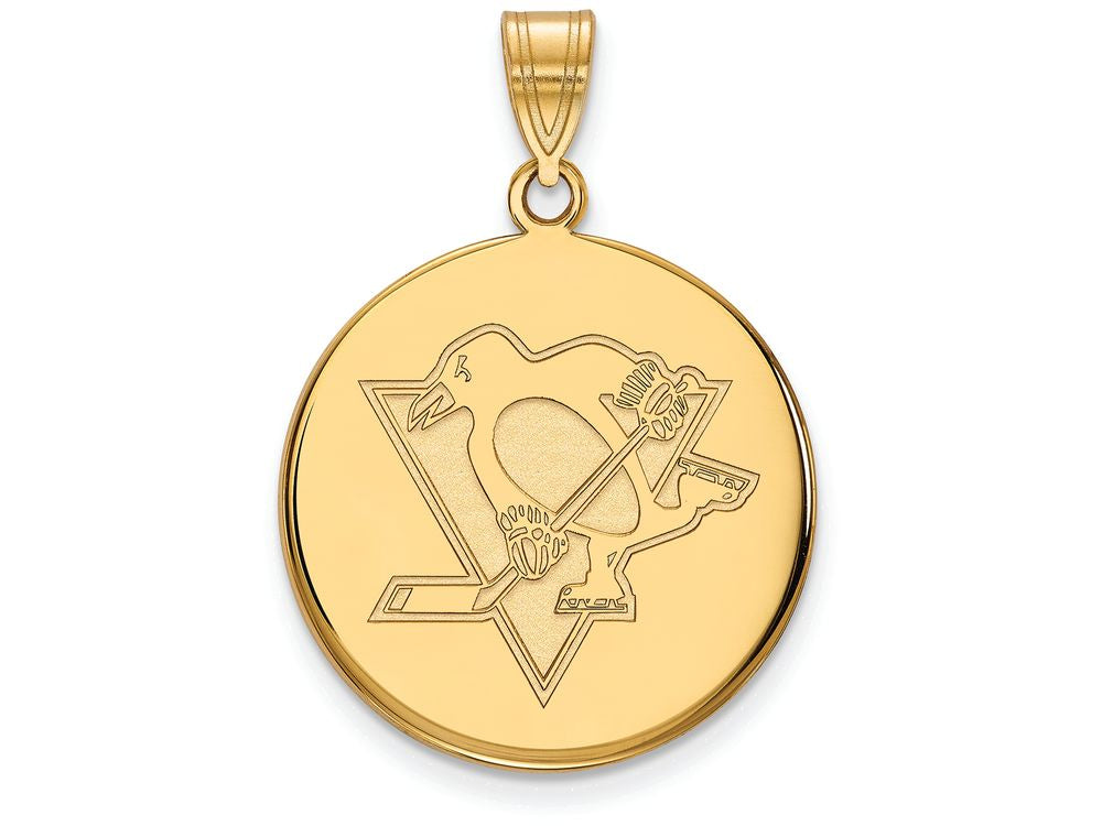 Sterling Silver Gp Nhl Logoart Pittsburgh Penguins Large Disc Pendant