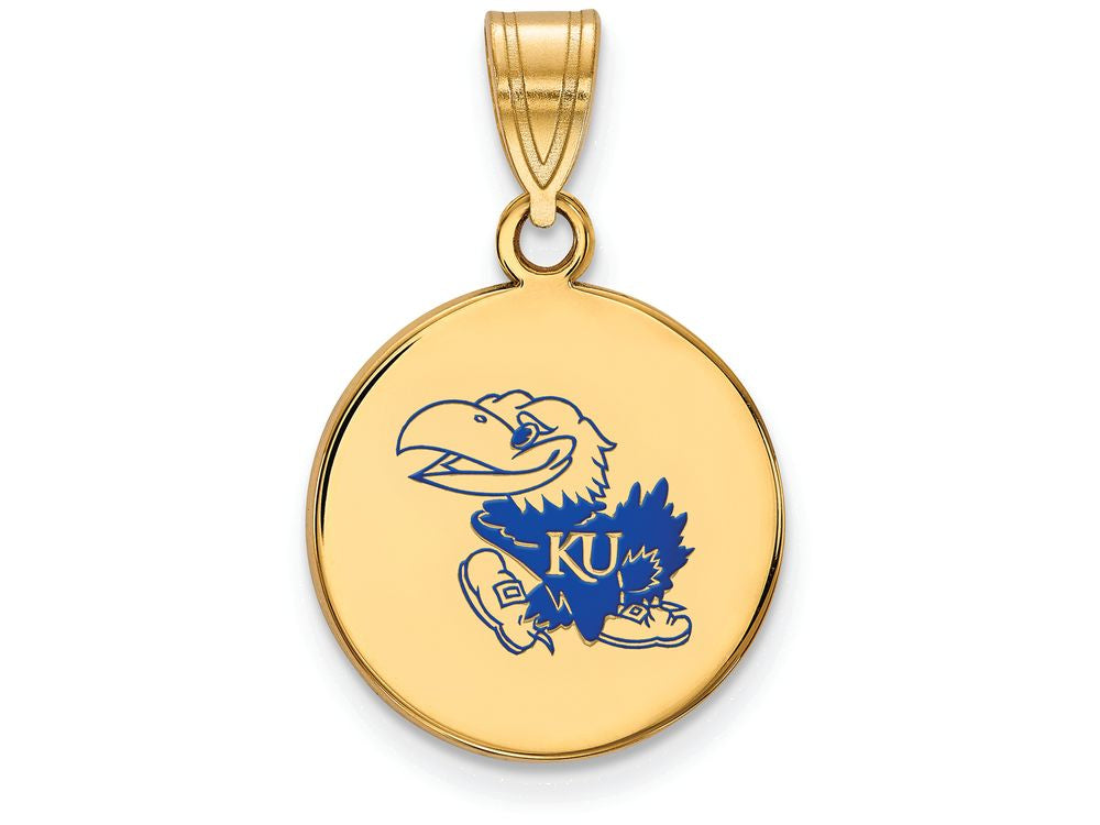 Logoart Sterling Silver Gp University Of Kansas Med Enamel Disc Pendant