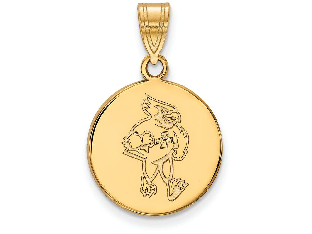 Logoart Sterling Silver Gp Iowa State University Medium Disc Pendant