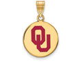 Logoart Sterling Silver Gp University Of Oklahoma Medium Enamel Disc Pendant