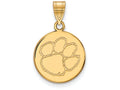 Logoart Sterling Silver Gp Clemson University Medium Disc Pendant