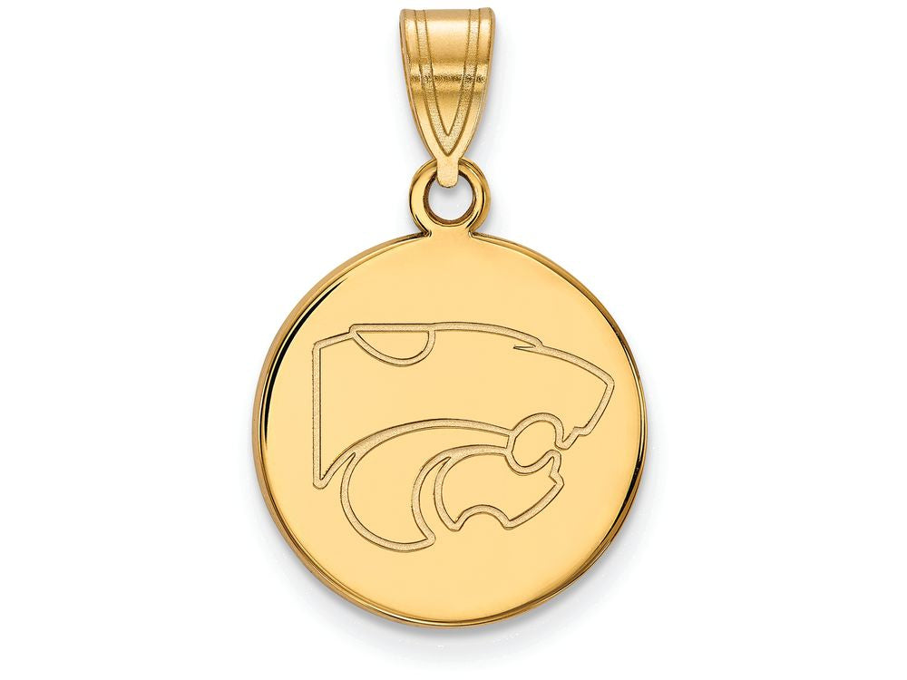 Logoart Sterling Silver Gp Kansas State University Medium Disc Pendant