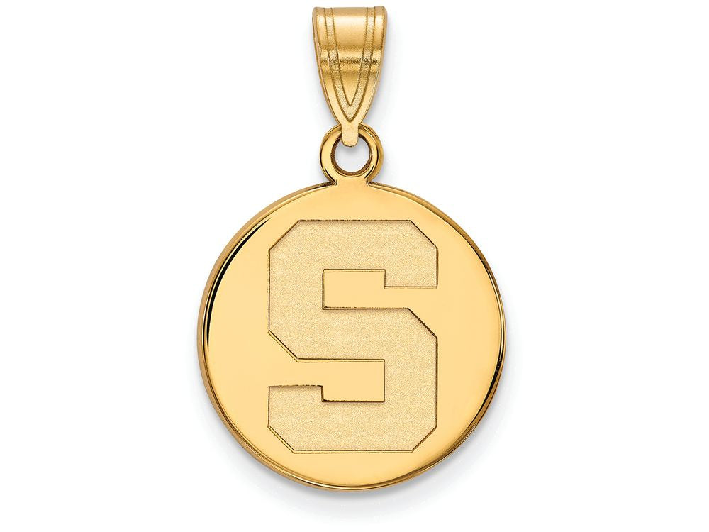 Logoart Sterling Silver Gp Michigan State University Medium Disc Pendant