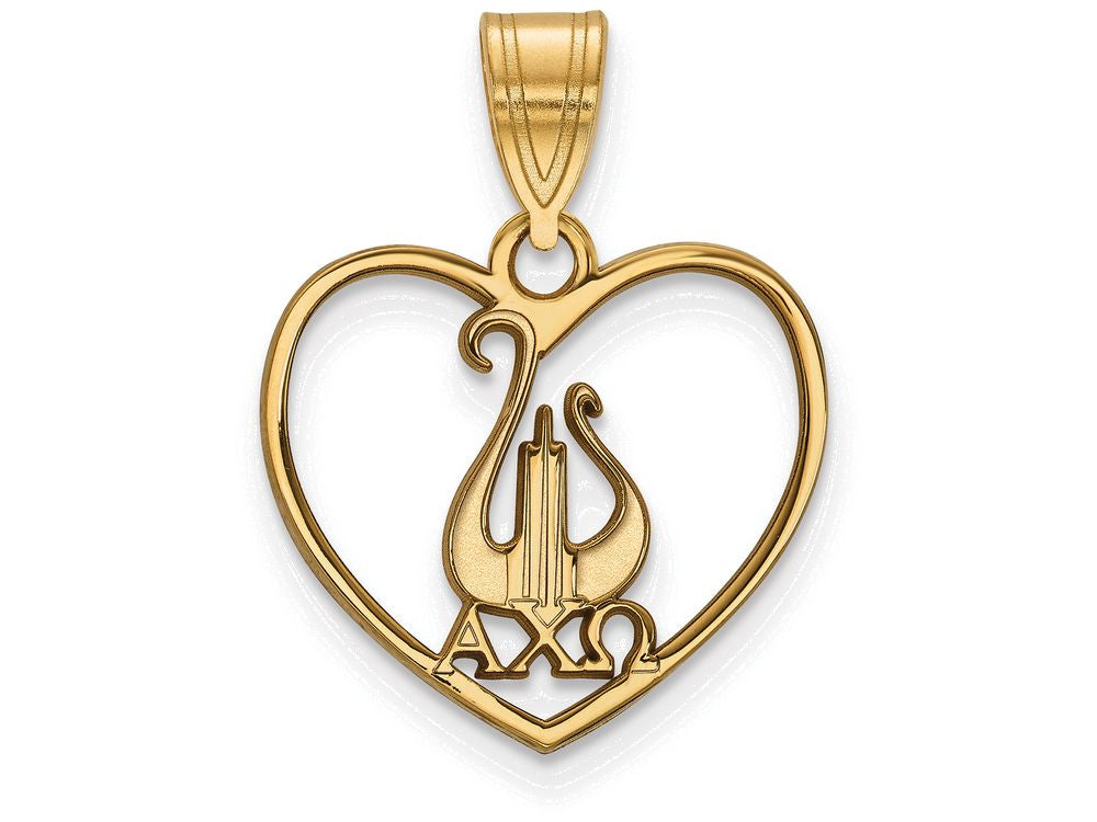 Logoart Sterling Silver Gp Alpha Chi Omega Heart Pendant