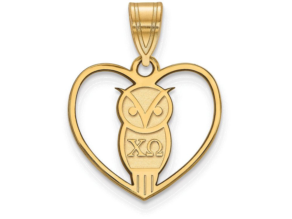 Logoart Sterling Silver Gp Chi Omega Heart Pendant