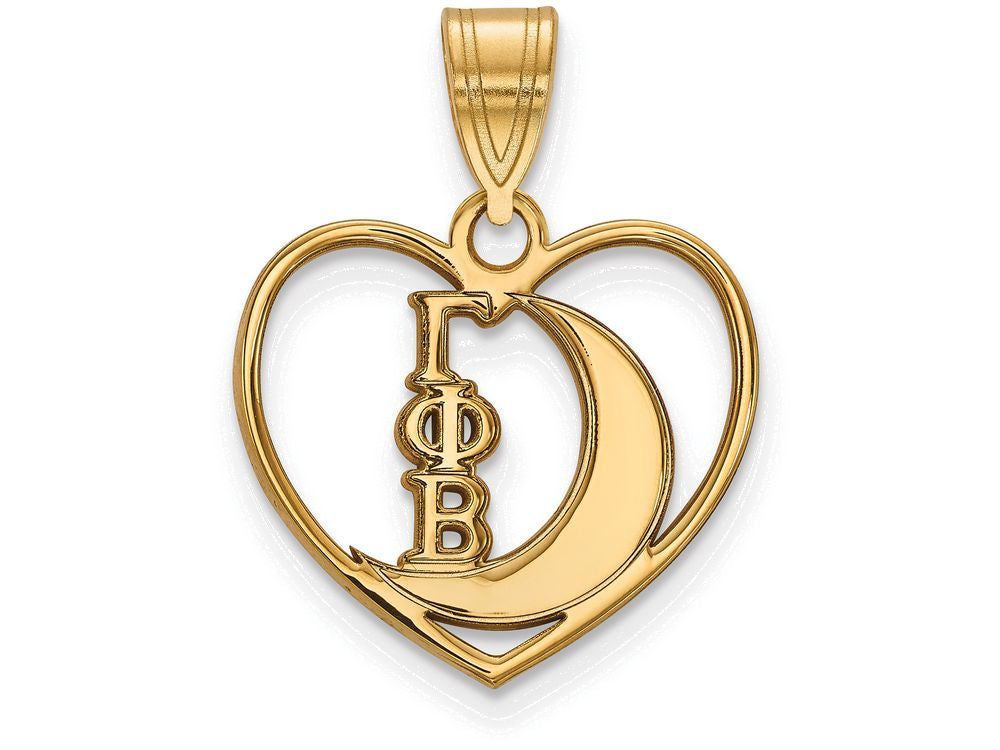 Logoart Sterling Silver Gp Gamma Phi Beta Heart Pendant