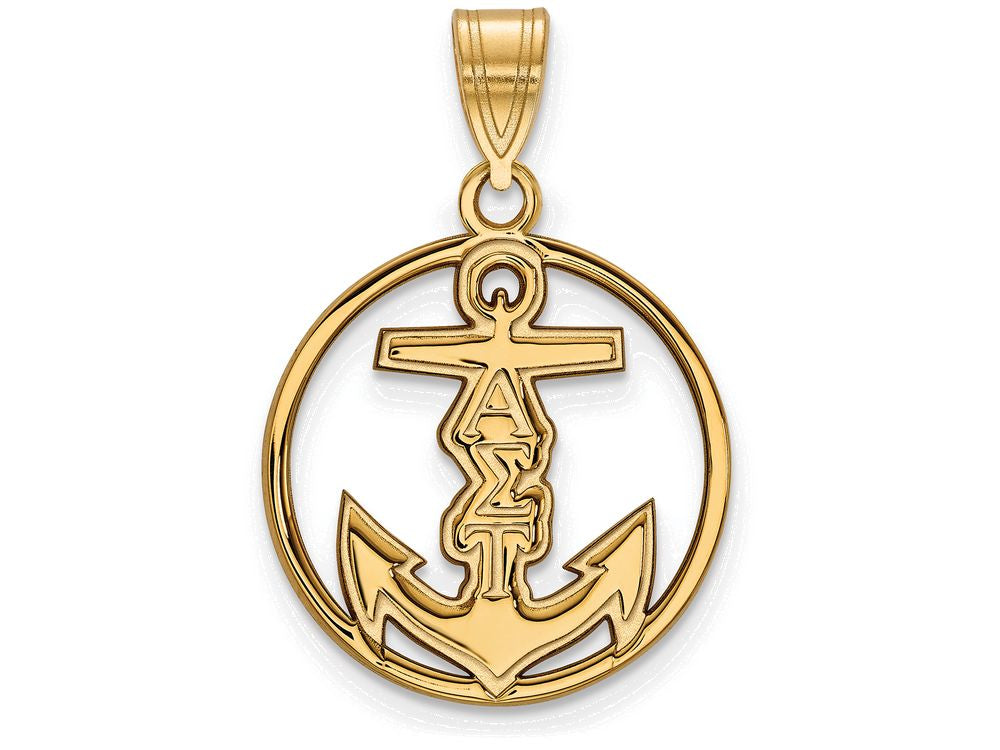 Logoart Sterling Silver Gp Alpha Sigma Tau Medium Circle Pendant