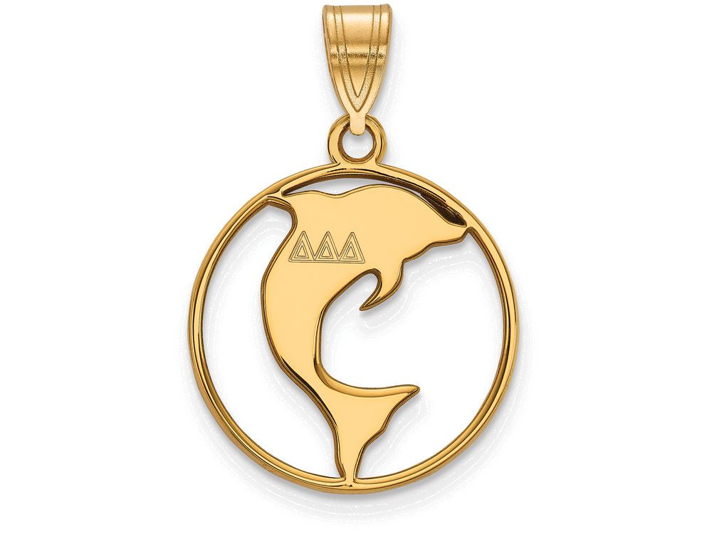 Logoart Sterling Silver Gp Delta Delta Delta Medium Circle Pendant