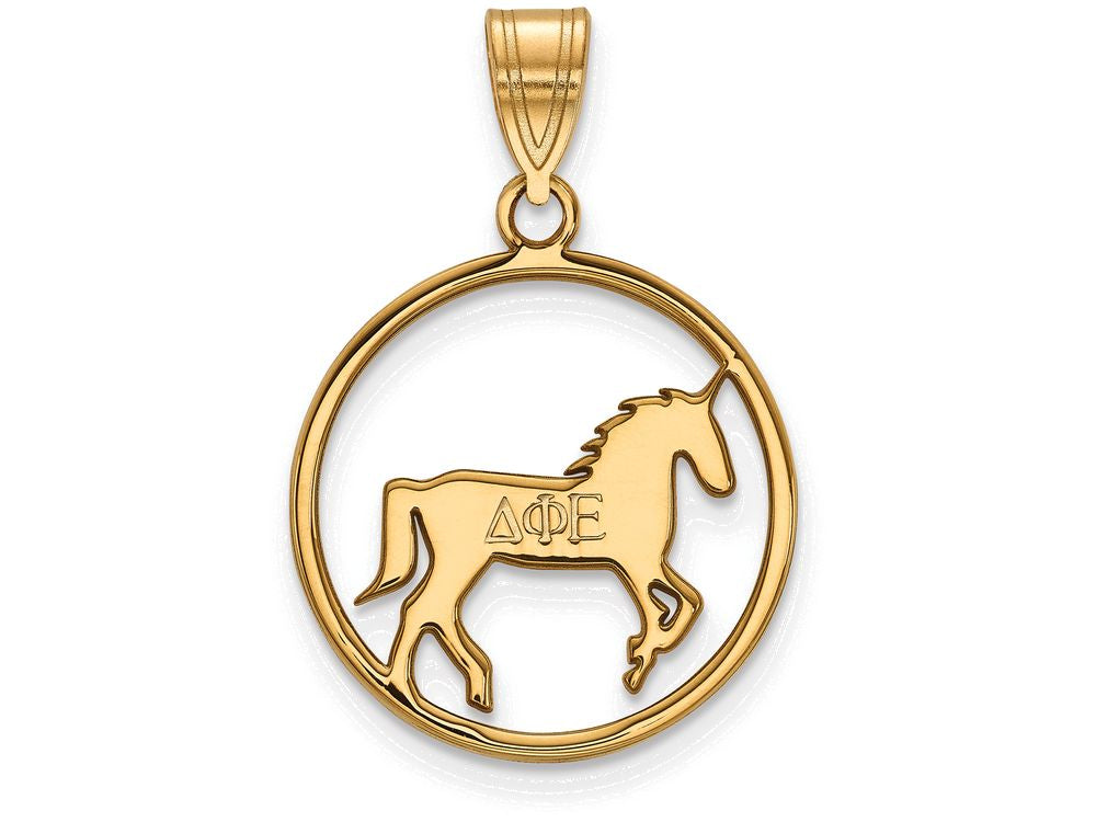 Logoart Sterling Silver Gp Delta Phi Epsilon Medium Circle Pendant