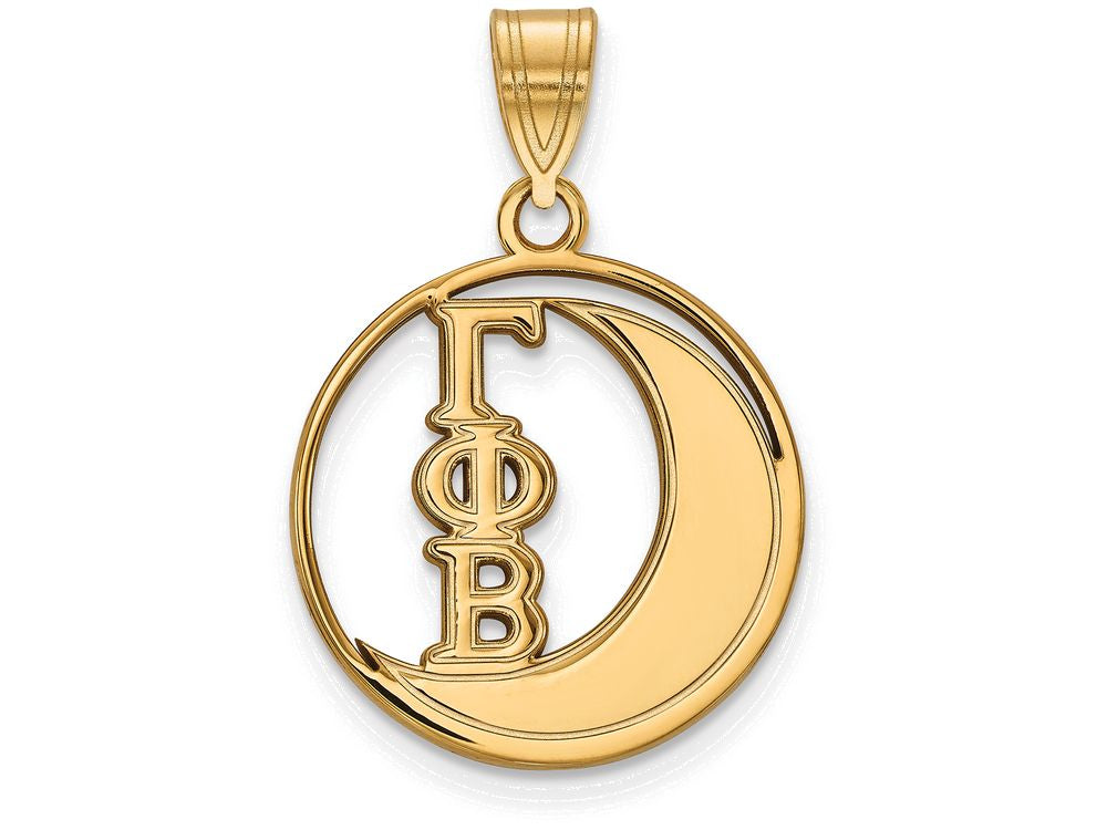 Logoart Sterling Silver Gp Gamma Phi Beta Medium Circle Pendant