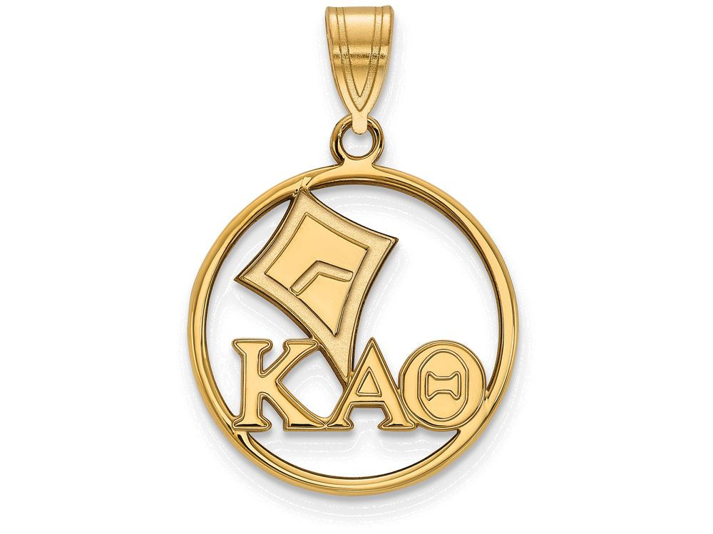 Logoart Sterling Silver Gp Kappa Alpha Theta Medium Circle Pendant
