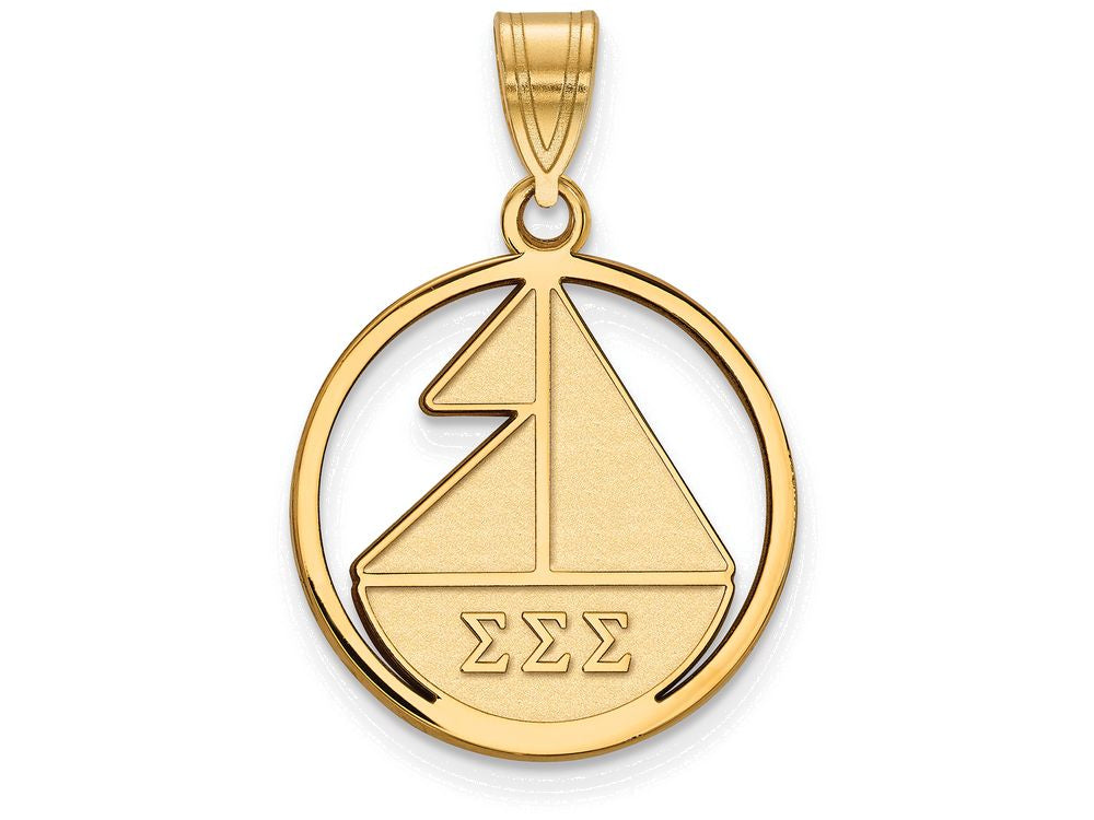 Logoart Sterling Silver Gp Sigma Sigma Sigma Medium Circle Pendant