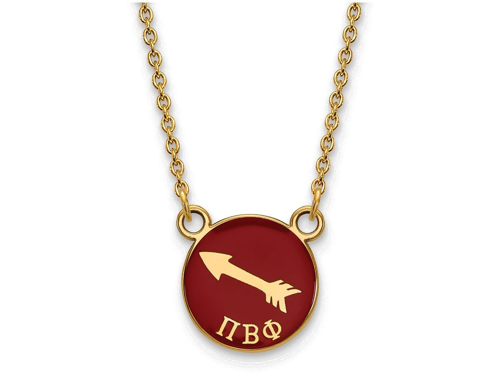Logoart Sterling Silver Gp Pi Beta Phi Small Enamel Pendant Necklace