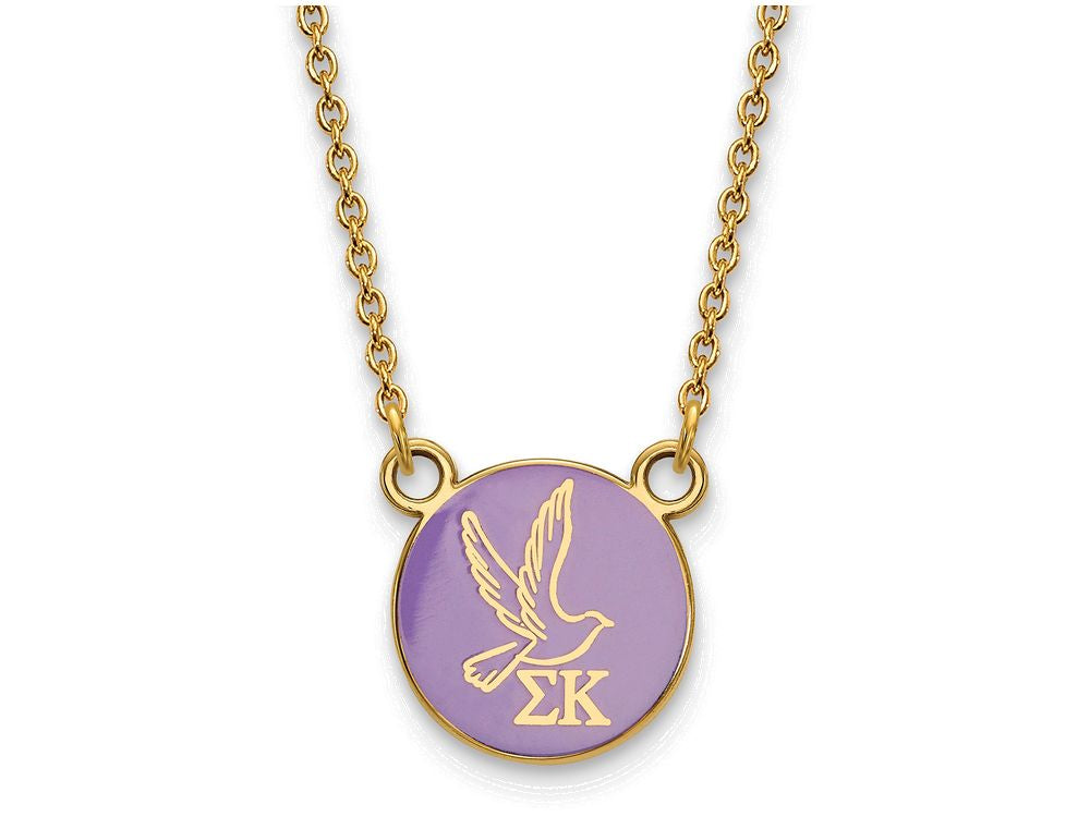 Logoart Sterling Silver Gp Sigma Kappa Small Enamel Pendant Necklace