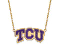 Logoart Sterling Silver Gp Texas Christian U Large  Enamel Pendant Necklace