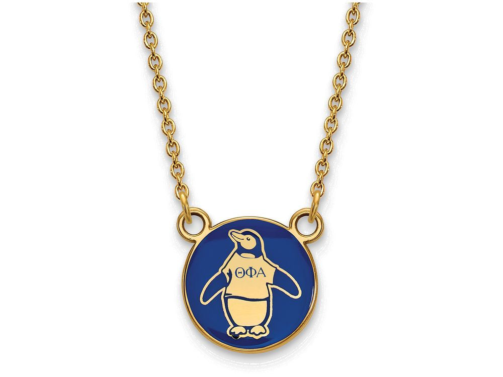 Logoart Sterling Silver Gp Theta Phi Alpha Small Enamel Pendant Necklace
