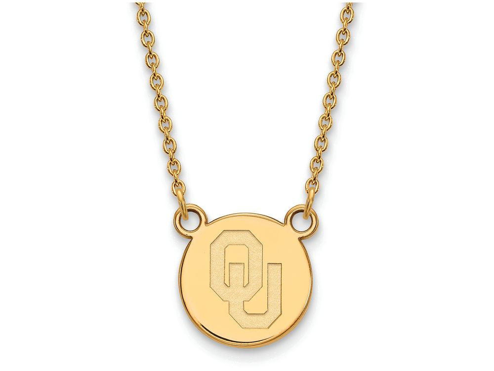 Logoart Sterling Silver Gp Oklahoma Small Disc Necklace