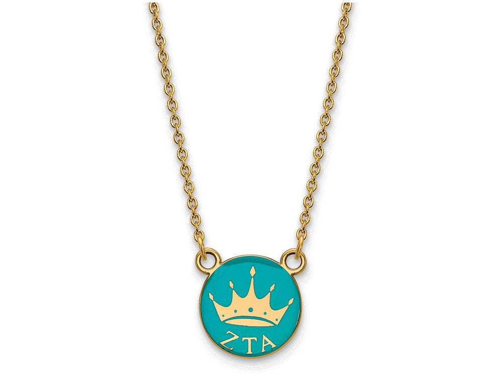 Logoart Sterling Silver Gp Zeta Tau Alpha Small Enamel Pendant Necklace