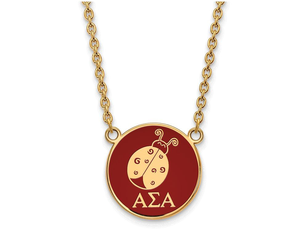 Logoart Sterling Silver Gp Alpha Sigma Alpha Large Enamel Pendant Necklace