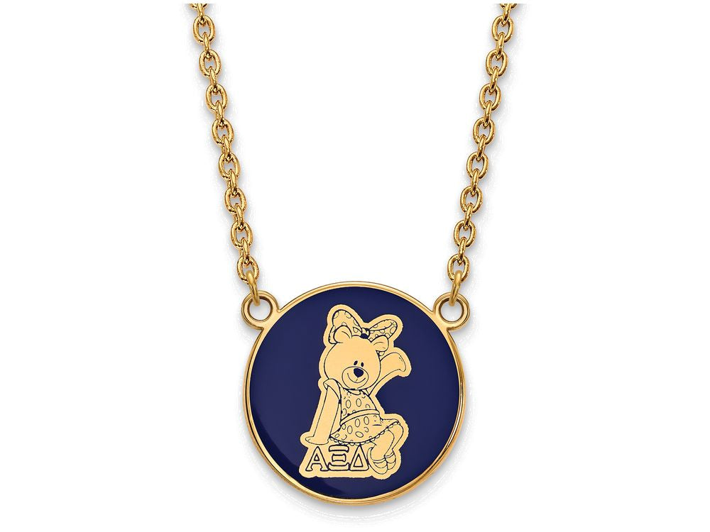 Logoart Sterling Silver Gp Alpha Xi Delta Large Enamel Pendant Necklace
