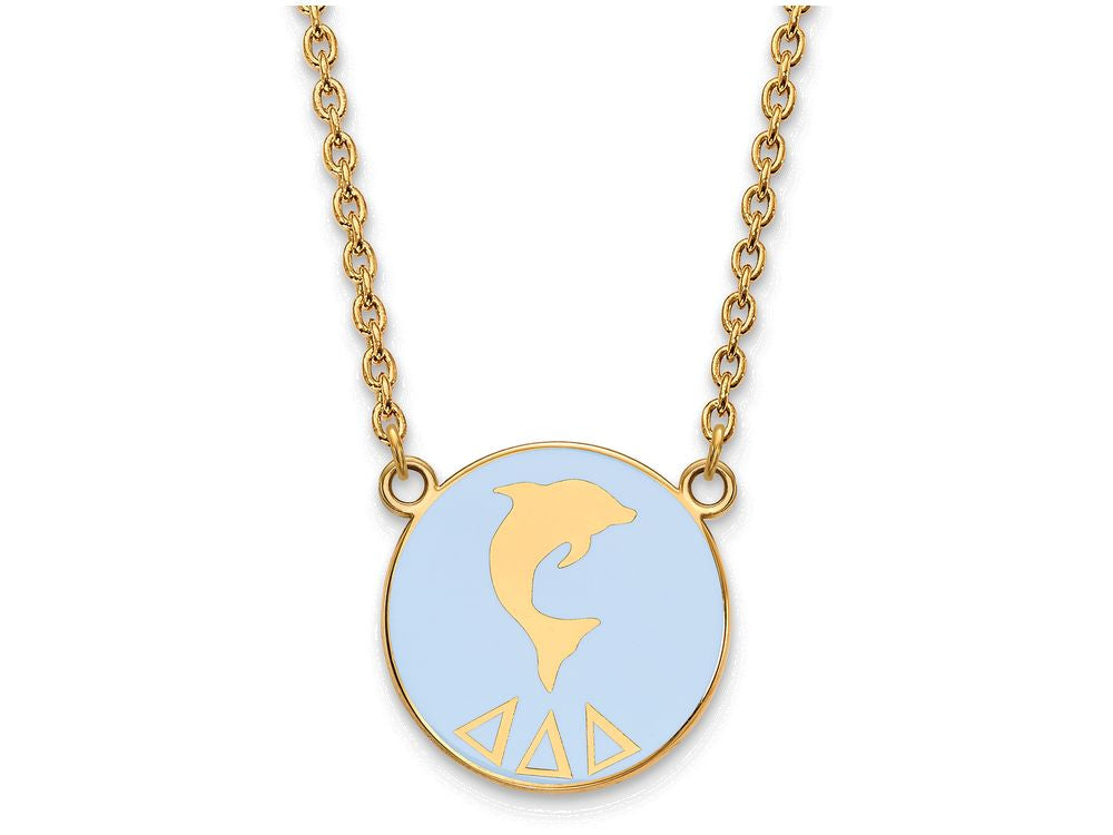 Logoart Sterling Silver Gp Delta Delta Delta Large Enamel Pendant Necklace