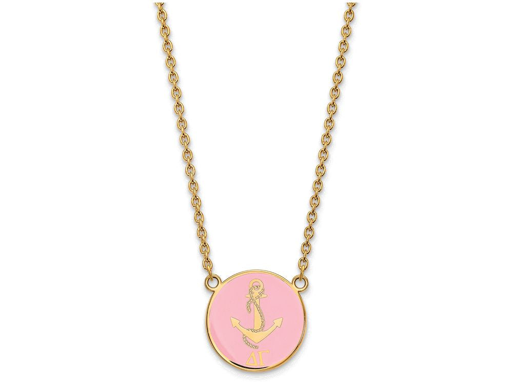 Logoart Sterling Silver Gp Delta Gamma Large Enamel Pendant Necklace