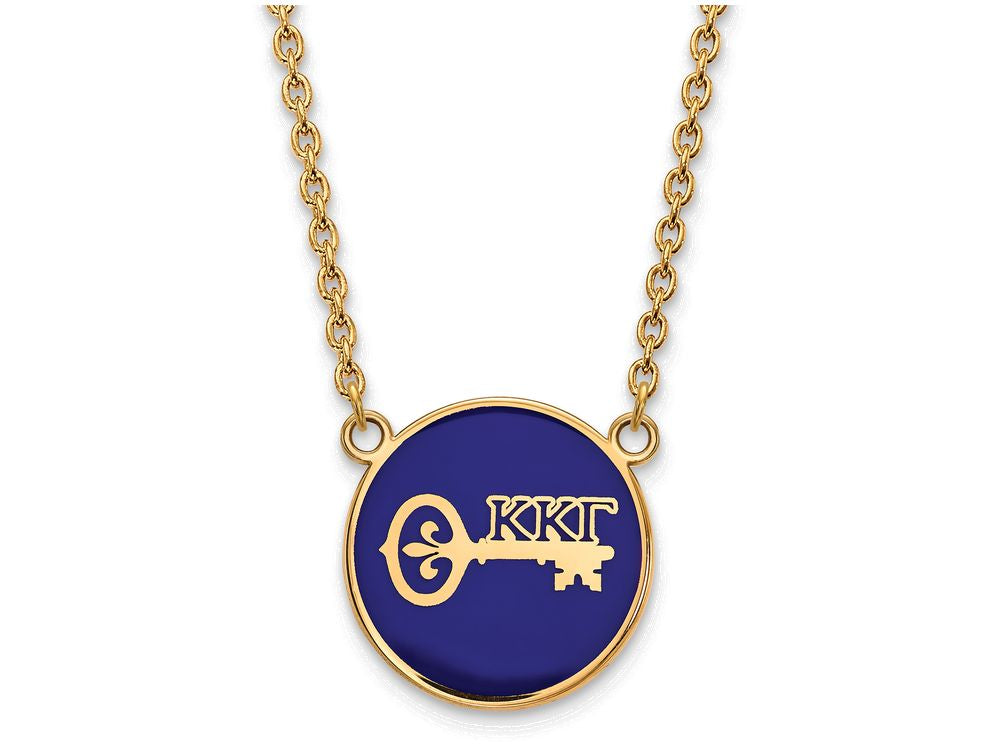 Logoart Sterling Silver Gp Kappa Kappa Gamma Large Enamel Pendant Necklace