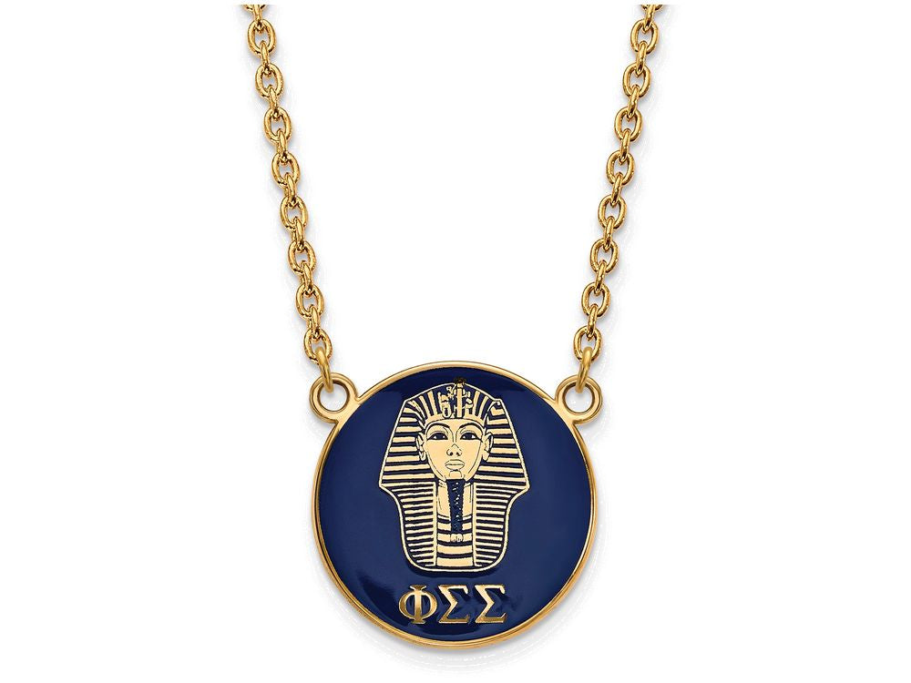 Logoart Sterling Silver Gp Phi Sigma Sigma Large Enamel Pendant Necklace