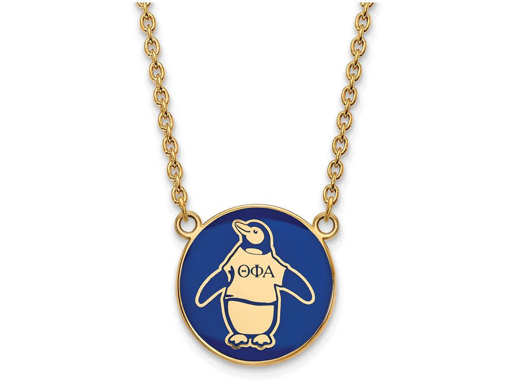 Logoart Sterling Silver Gp Theta Phi Alpha Large Enamel Pendant Necklace