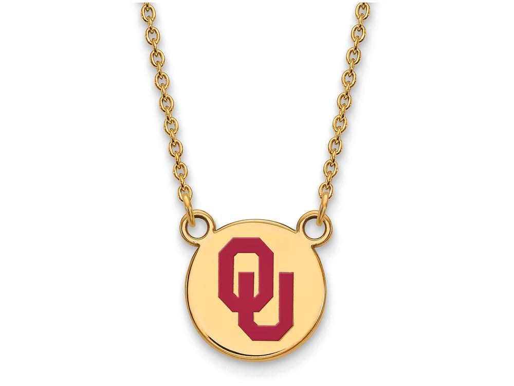 Logoart Sterling Silver Gp Oklahoma Small Enamel Disc Pendant Necklace