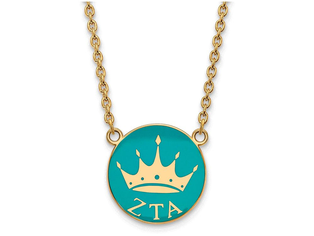 Logoart Sterling Silver Gp Zeta Tau Alpha Large Enamel Pendant Necklace