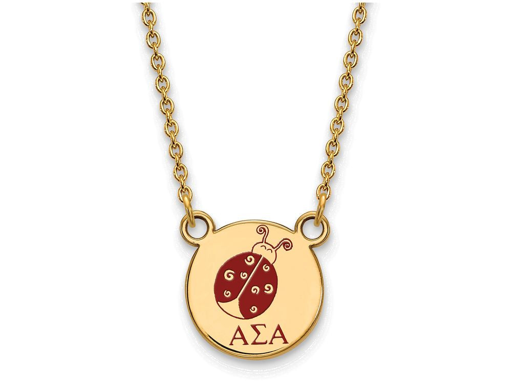 Logoart Sterling Silver Gp Alpha Sigma Alpha Small Enamel Pendant Necklace