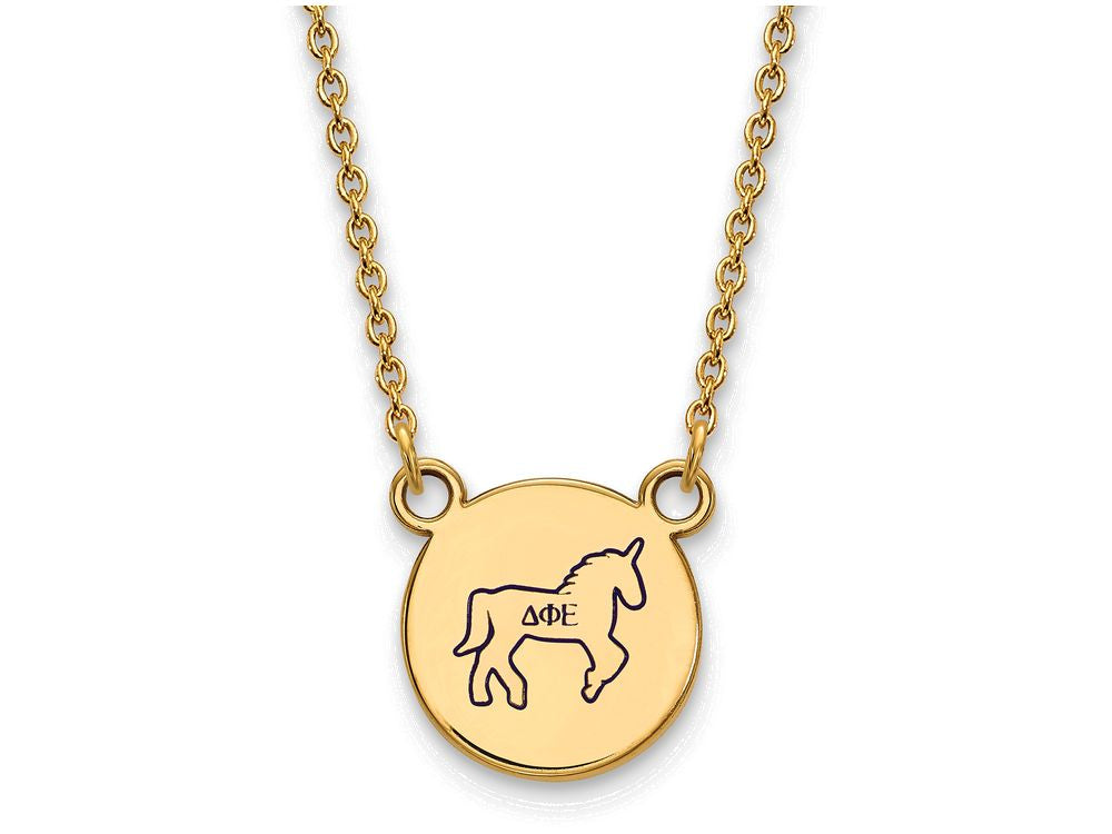 Logoart Sterling Silver Gp Delta Phi Epsilon Small Enamel Pendant Necklace