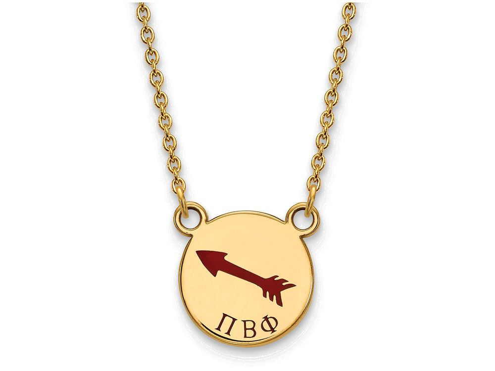 Logoart Sterling Silver Gp Pi Beta Phi Small Enamel Pendant Necklace