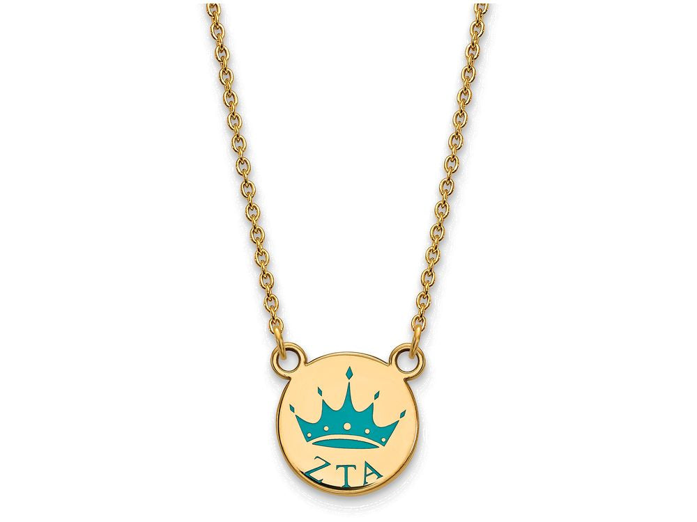 Logoart Sterling Silver Gp Zeta Tau Alpha Small Enamel Pendant Necklace
