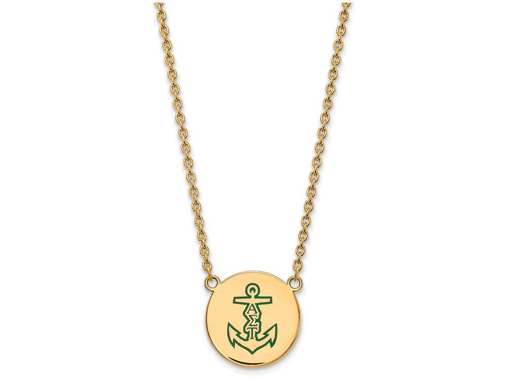 Logoart Sterling Silver Gp Alpha Sigma Tau Large Enamel Pendant Necklace