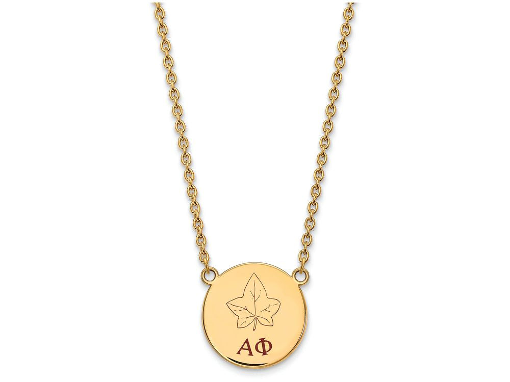 Logoart Sterling Silver Gp Alpha Phi Large Enamel Pendant Necklace