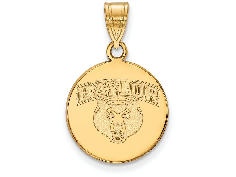 Logoart Sterling Silver Gp Baylor University Medium Disc Pendant