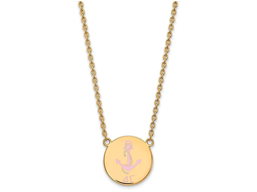 Logoart Sterling Silver Gp Delta Gamma Large Enamel Pendant Necklace